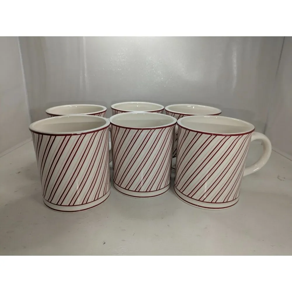 Sur La Table Candy Cane Striped Holiday Mug - Set of 6